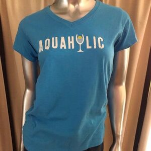 NWT 30A Aquaholic V Neck Short Sleeve Tee